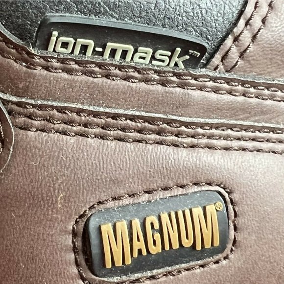 Magnum Essential Equipment Brown Leather Ion Mask Steel Toe Work Boots Size 9W - Picture 7 of 8